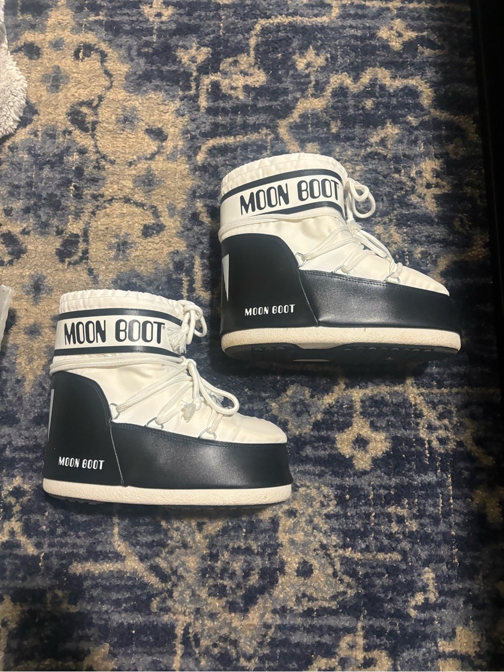 Moon Boot White and Black Retro Snow Boots